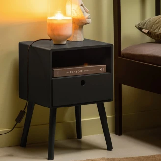 Woood Sängbord <strong>Ozzy</strong>  Svart