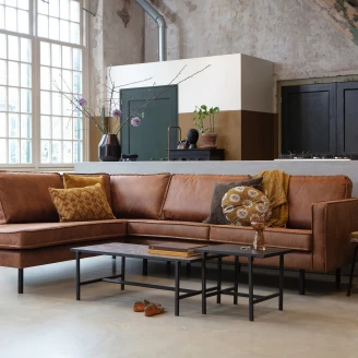 Woood Hörnsoffa Vänster <strong>Rodeo</strong>  Cognac Eco-Läder