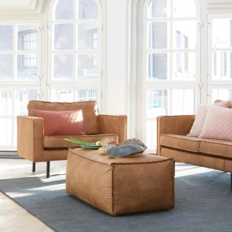Woood Sittpuff <strong>Rodeo</strong>  Cognac Eco-Läder