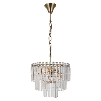 Hengelampe <strong>Brenza</strong>  M Transparent Krystall, Antikkbronse Blank Ø 36 cm