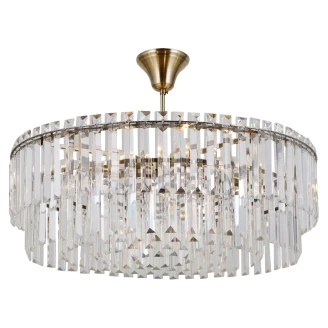 Taklampe <strong>Brenza</strong>  L Transparent Krystall, Antikkbronse Blank Ø 62 cm