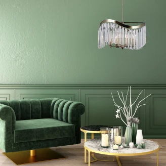 Hängande Lampa <strong>Glacia</strong>  L Transparent Kristall, Antikbrons Blank