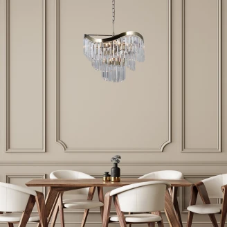 Hängande Lampa <strong>Glacia</strong>  XL Transparent Kristall, Antikbrons Blank