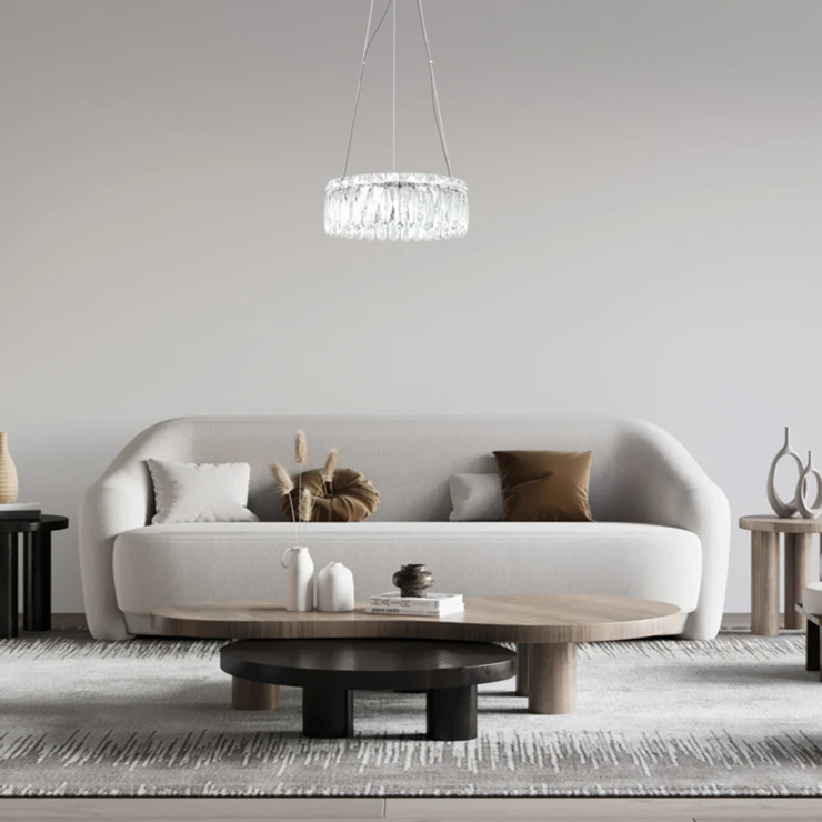 Hängande Lampa Vinda Transparent Kristall, Krom Blank Ø 39 cm