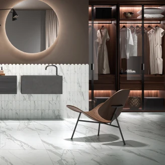 Marmor Klinker <strong>Celesta</strong>  Vit-Grå Matt-Struktur 3D 60x60 cm