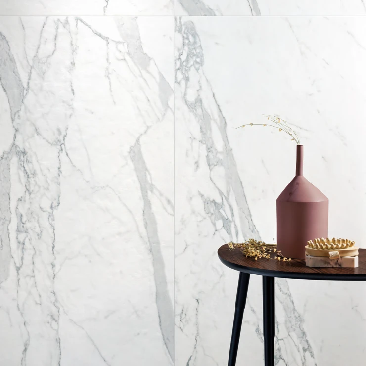 Marmor Gulvflis Celesta Hvit-Grå Matt Struktur 3D 90x90 cm