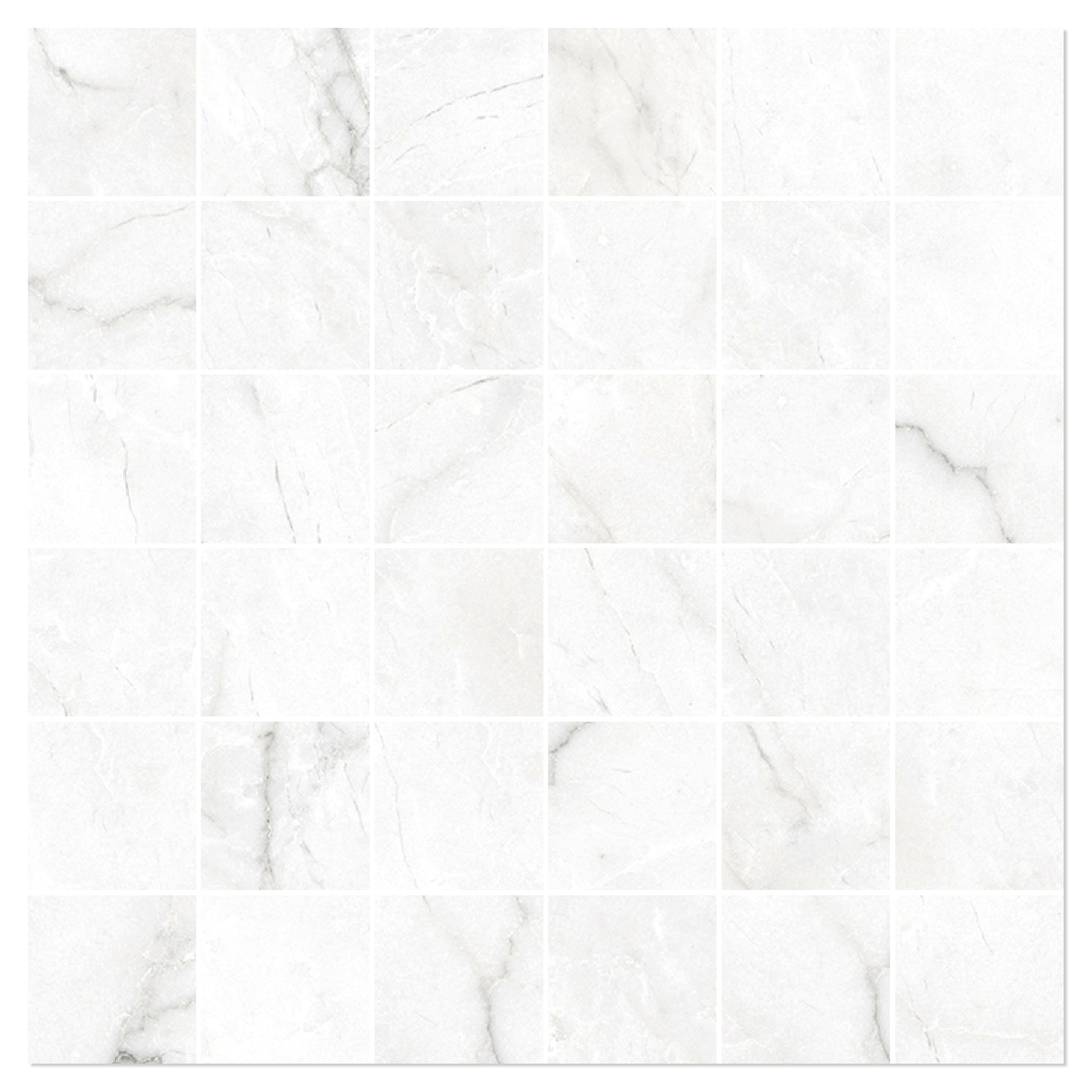 Marmor Mosaik Klinker Venata Vit-Grå Matt-Satin 30x30 (5x5) cm