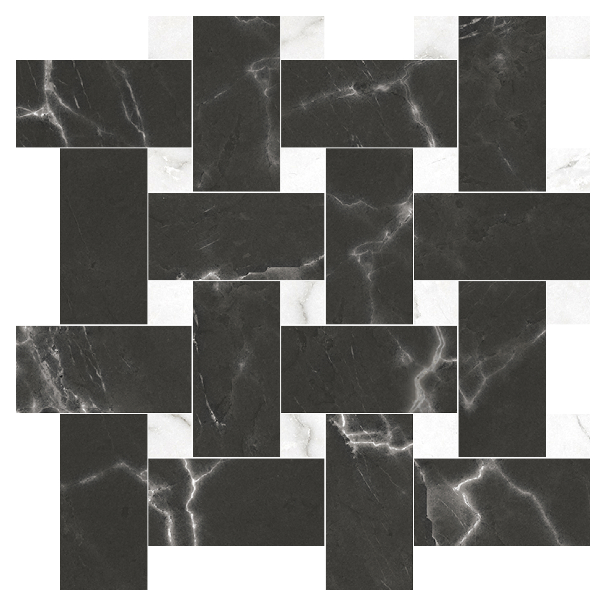 Marmor Mosaik Klinker Venata Svart Knit Matt-Satin 30x30 cm