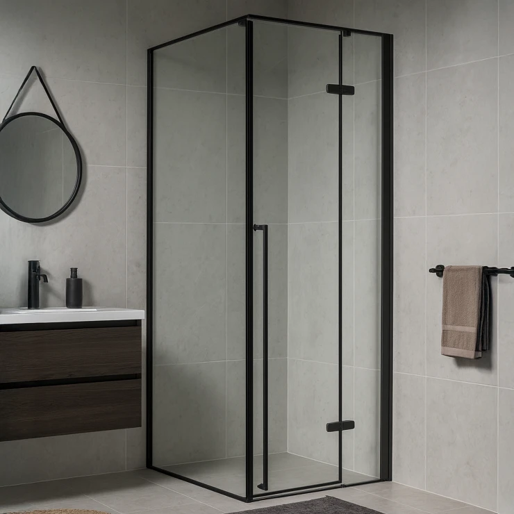 Dusjhjørne Aeralis 90 + 90 cm Svart Matt