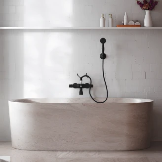 Badkarsblandare med Duschset <strong>Alderton</strong>  Svart Matt med Termostat