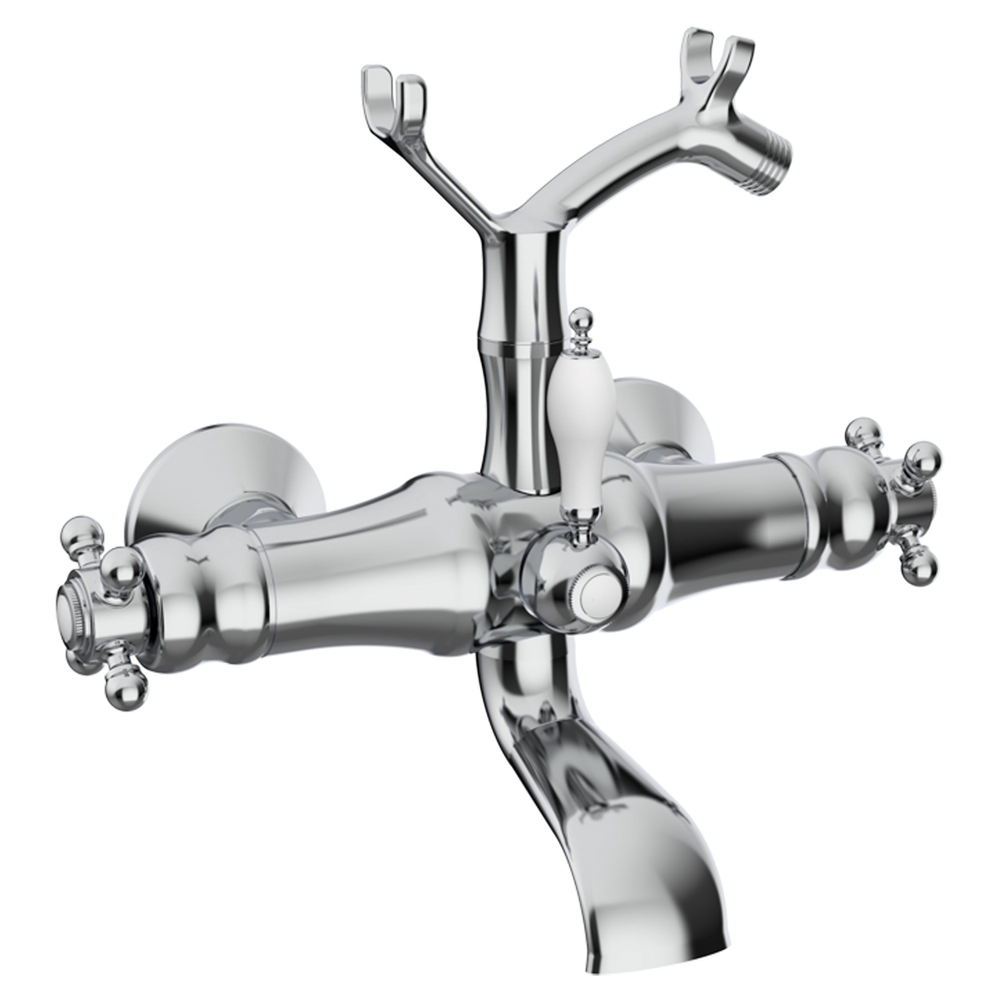 Badkarsblandare med Duschset Alderton Krom Blank med Termostat