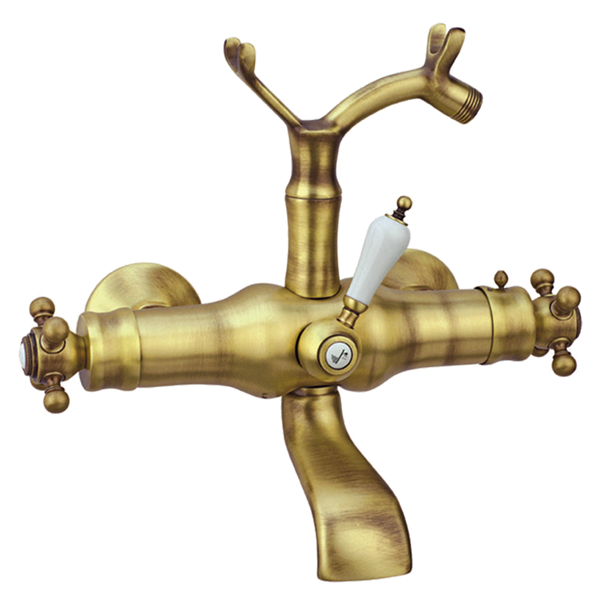 Badkarsblandare med Duschset Alderton Mässing Matt med Termostat