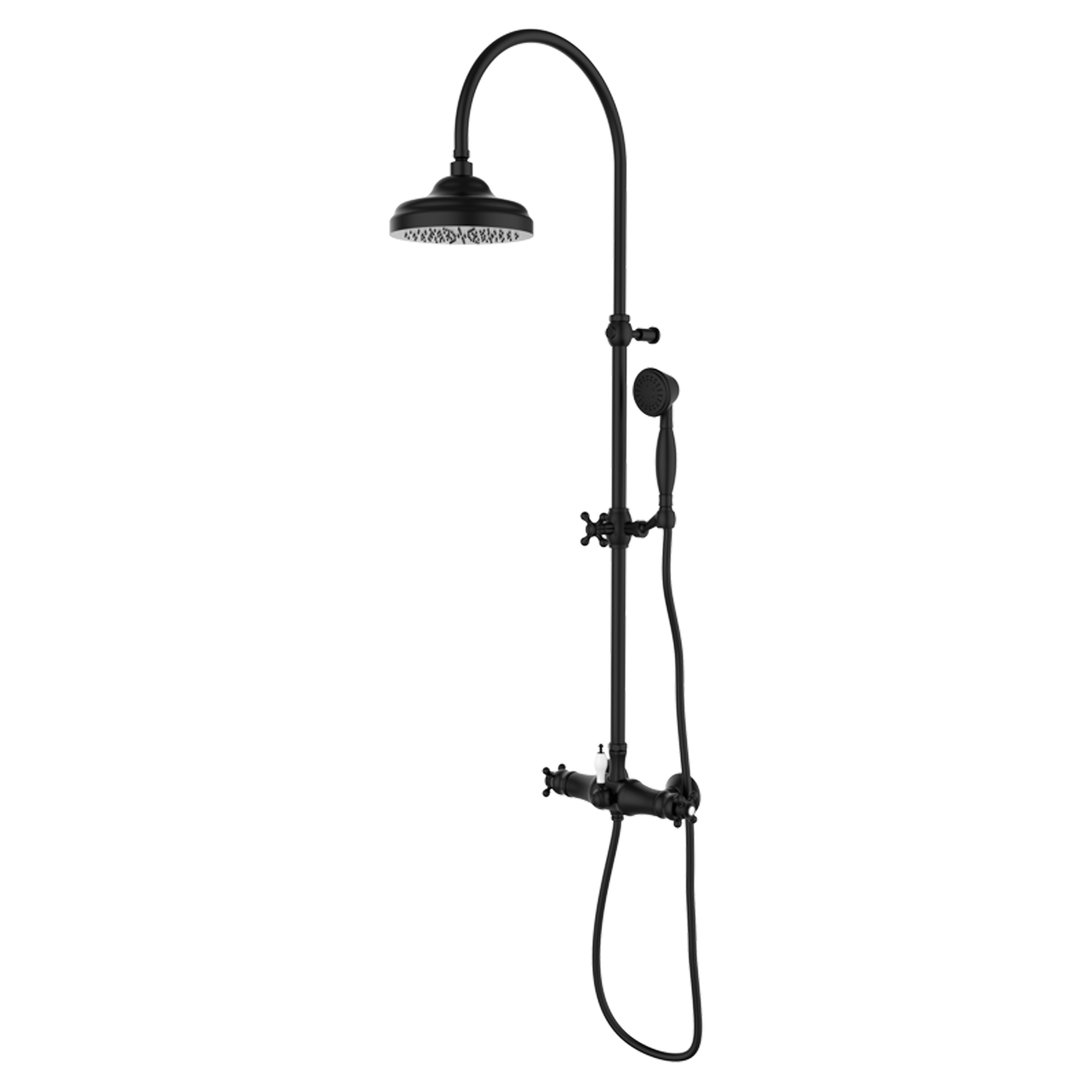 Takduschset Alderton Svart Matt med Termostat