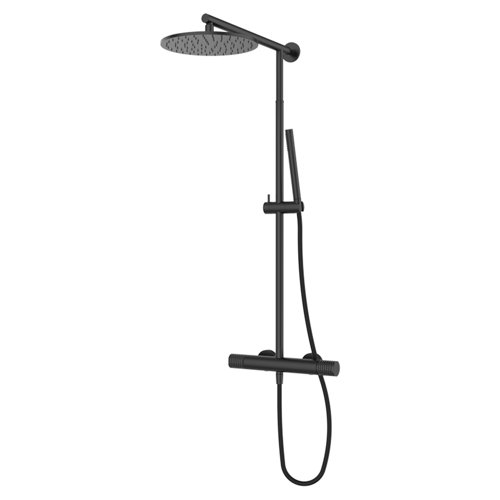 Takduschset Elandra Metall Svart Matt med Termostat