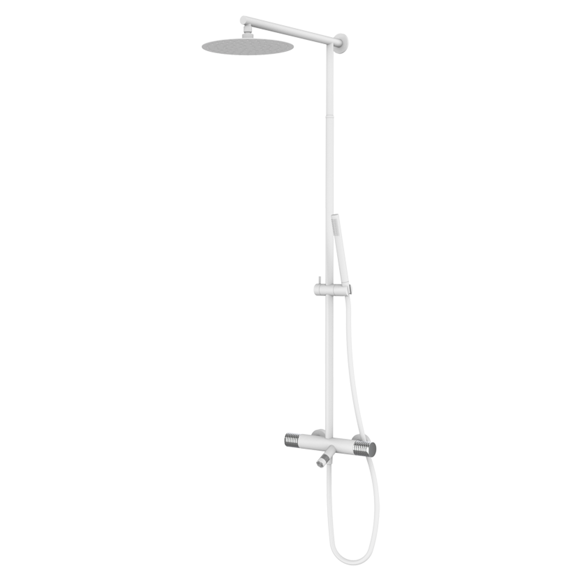 Takduschset med Badkarsblandare Elandra Vit Matt med Termostat