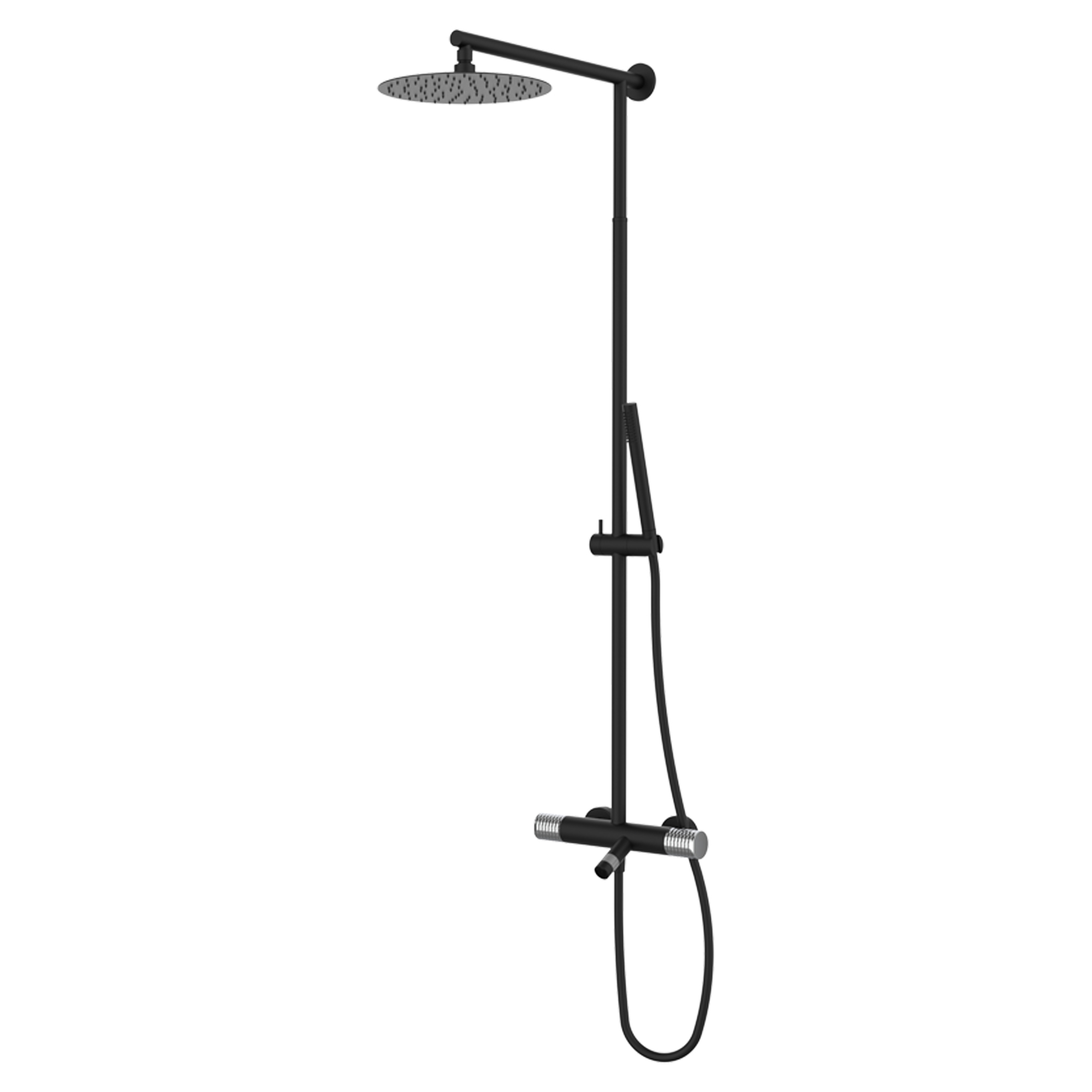 Takduschset med Badkarsblandare Elandra Svart Matt med Termostat