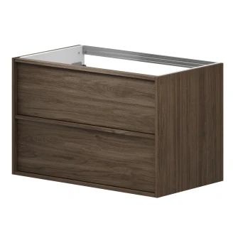 Tvättställsskåp <strong>Ekskär</strong>  Valnöt Matt 80 cm med Corian Handfat Vit Matt