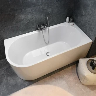 Väggnära Badkar <strong>Corselle</strong>  Vit Blank 170 cm Vänster med Krom Click-Clack Bottenventil