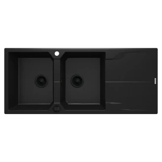 Granit Diskbänk <strong>Andante</strong>  Svart Matt 116x50 cm med Vattenlås