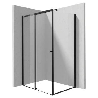 Duschhörn med Skjutdörr <strong>Kerria Plus</strong>  120 + 70 cm Svart Matt