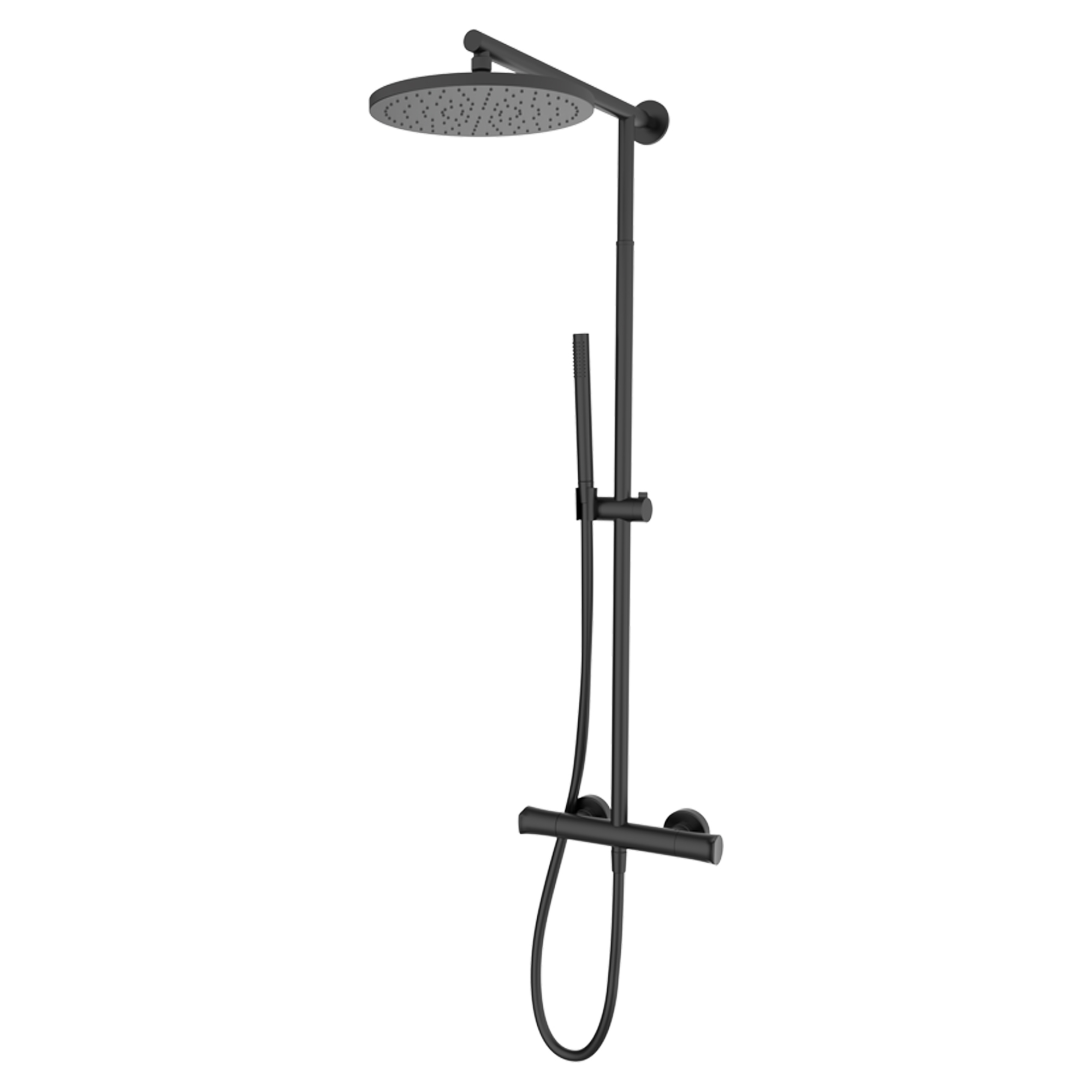 Takduschset Havren Metall Svart Matt med Termostat & Antidroppsystem