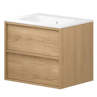 Tvättställsskåp <strong>Ekskär</strong> Ek Matt 60 cm med Handfat Vit Blank