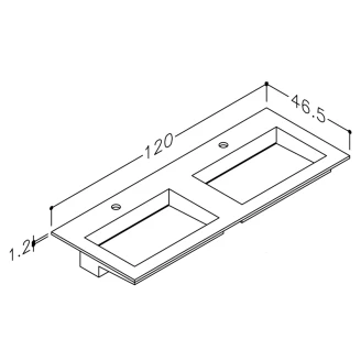 Dubbelt Tvättställ <strong>Corian N</strong>  Vit Matt 120 cm