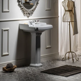 Tvättställ <strong>Kensington</strong>  Vit 60 cm med Piedestal Vit Blank