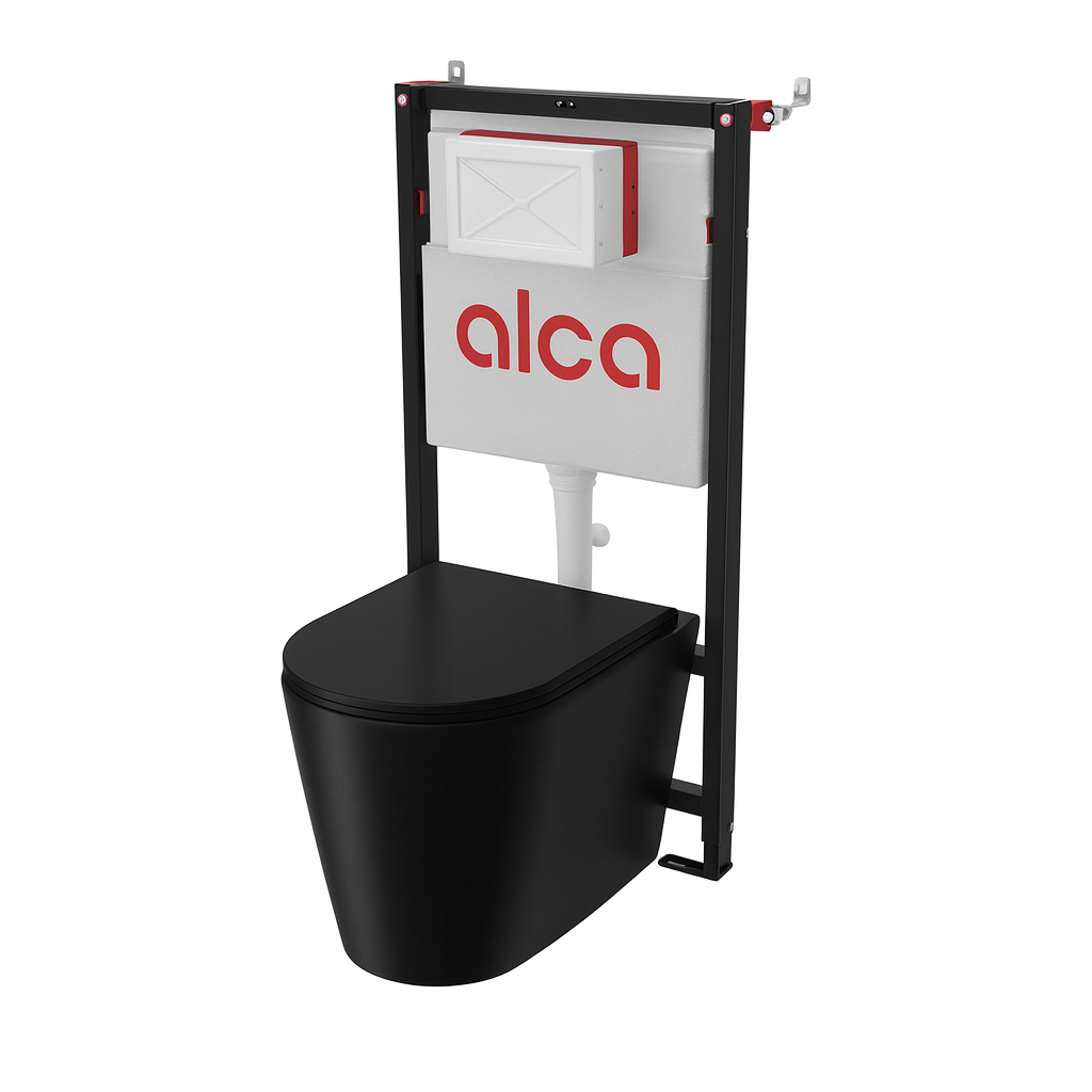 Badrumspaket Toalett Mila Svart Matt med WC-fixtur Alca