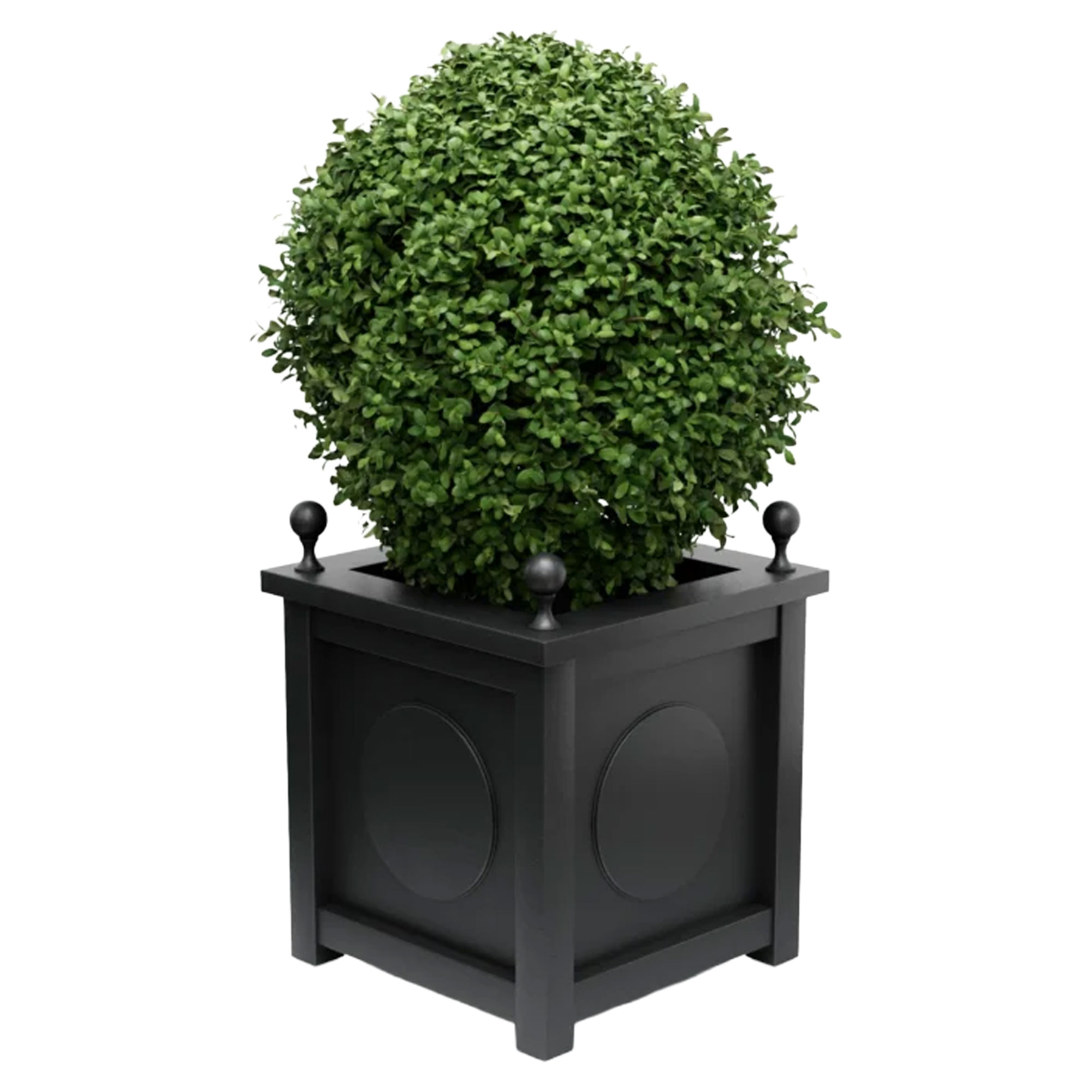 Utekruka Metall Marseille Svart 75 cm med Dekorativa Kulor & Överkant