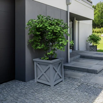 Utekruka Metall <strong>Berkley</strong>  Dammgrå 60 cm med Dekorativ Överkant