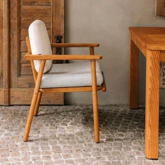 Trädgårdsstol för Matplats med Armstöd <strong>Linwood</strong>  Vit, Trä