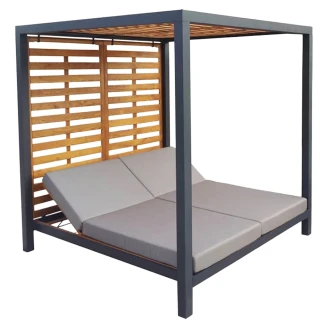 Pergola med Dobbel Solseng <strong>Greenora</strong>  Tre, Svart