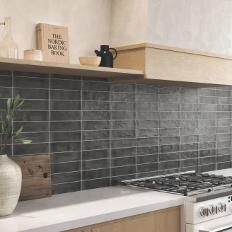 Dune Kakel Riad Svart Blank 6x25 cm