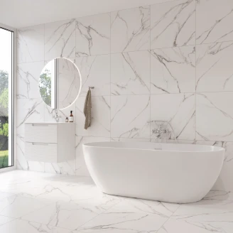 Marmor Klinker <strong>Fjäder</strong>  Vit Matt 30x60 cm