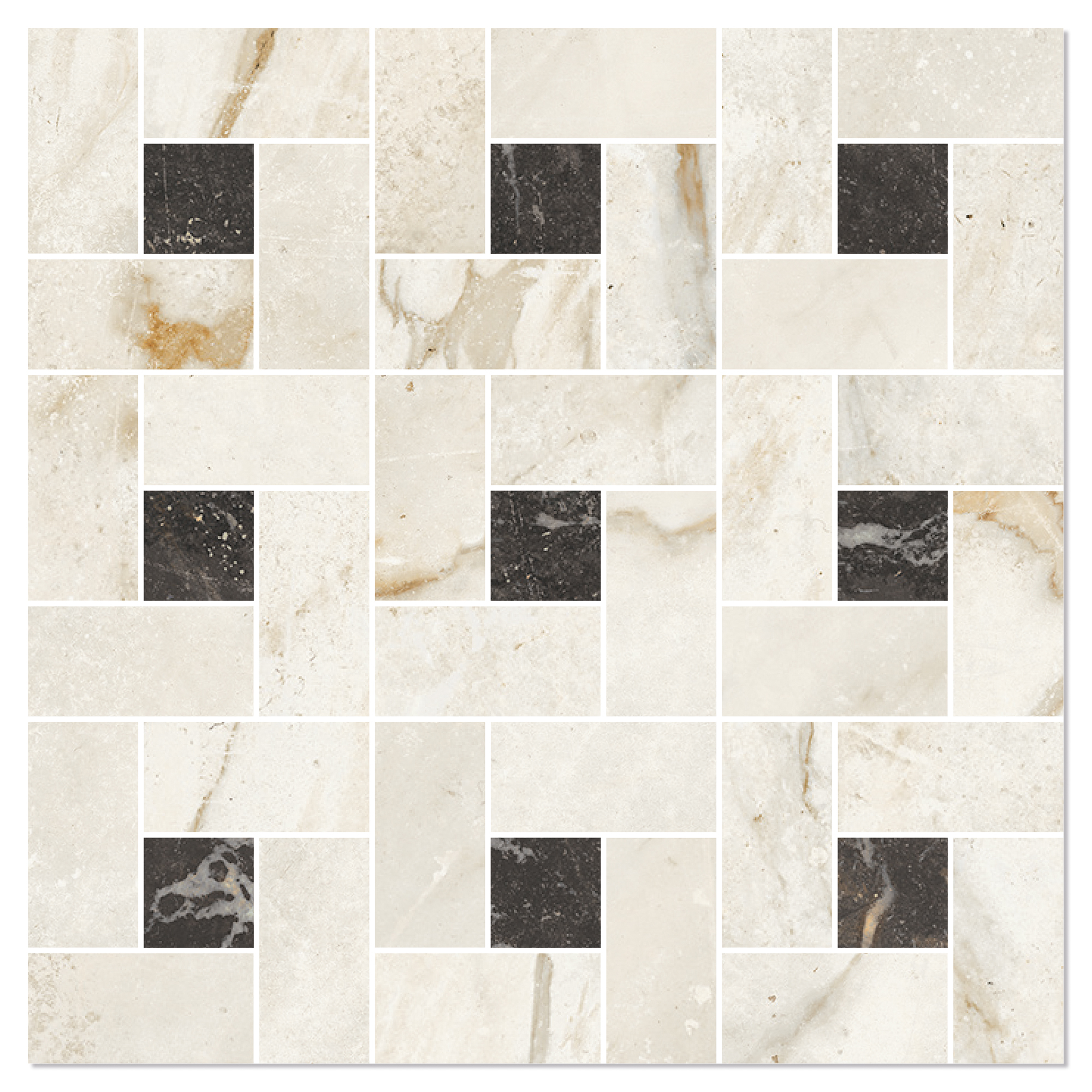 Marmor Mosaik Klinker Canterbury Aurisk-Nattsvart Moduler Matt 30x30 cm