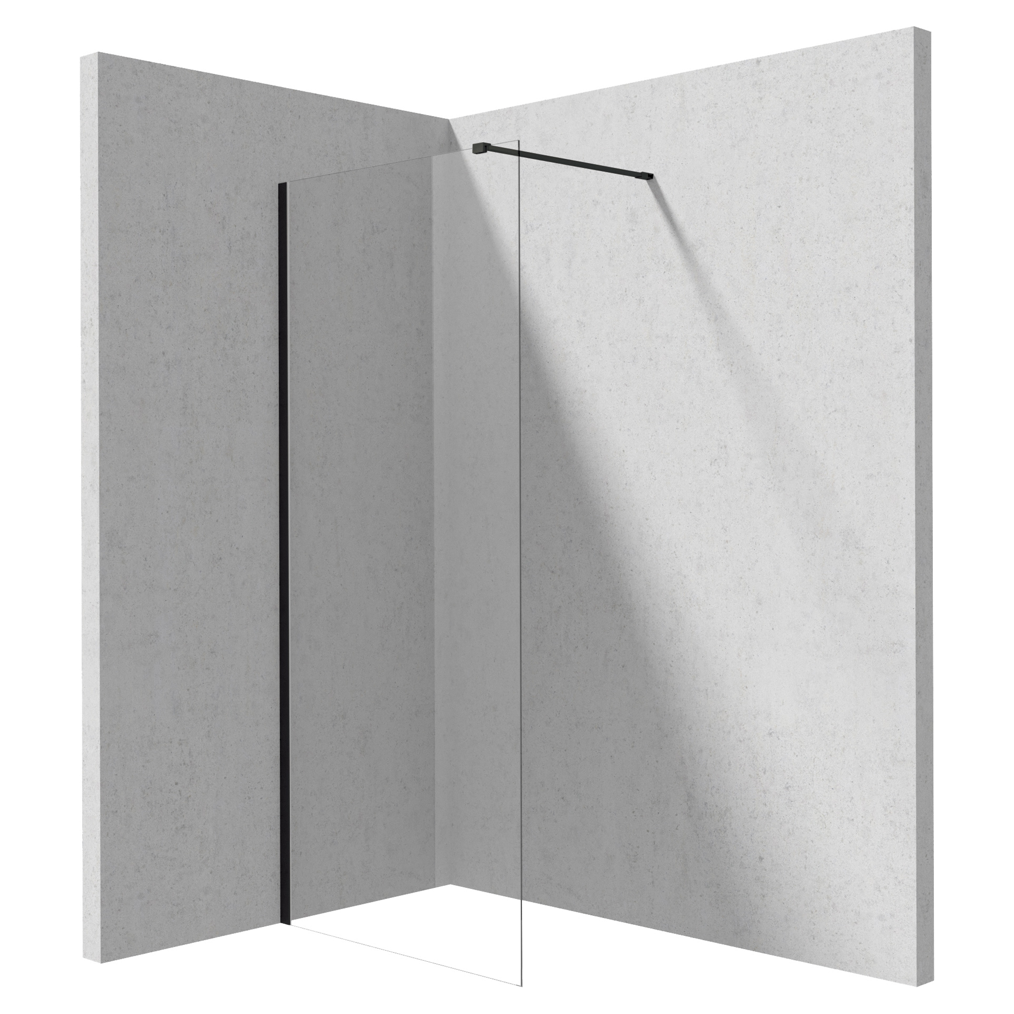 Dusjvegg Prizma Svart Matt 6 mm 100x195 cm