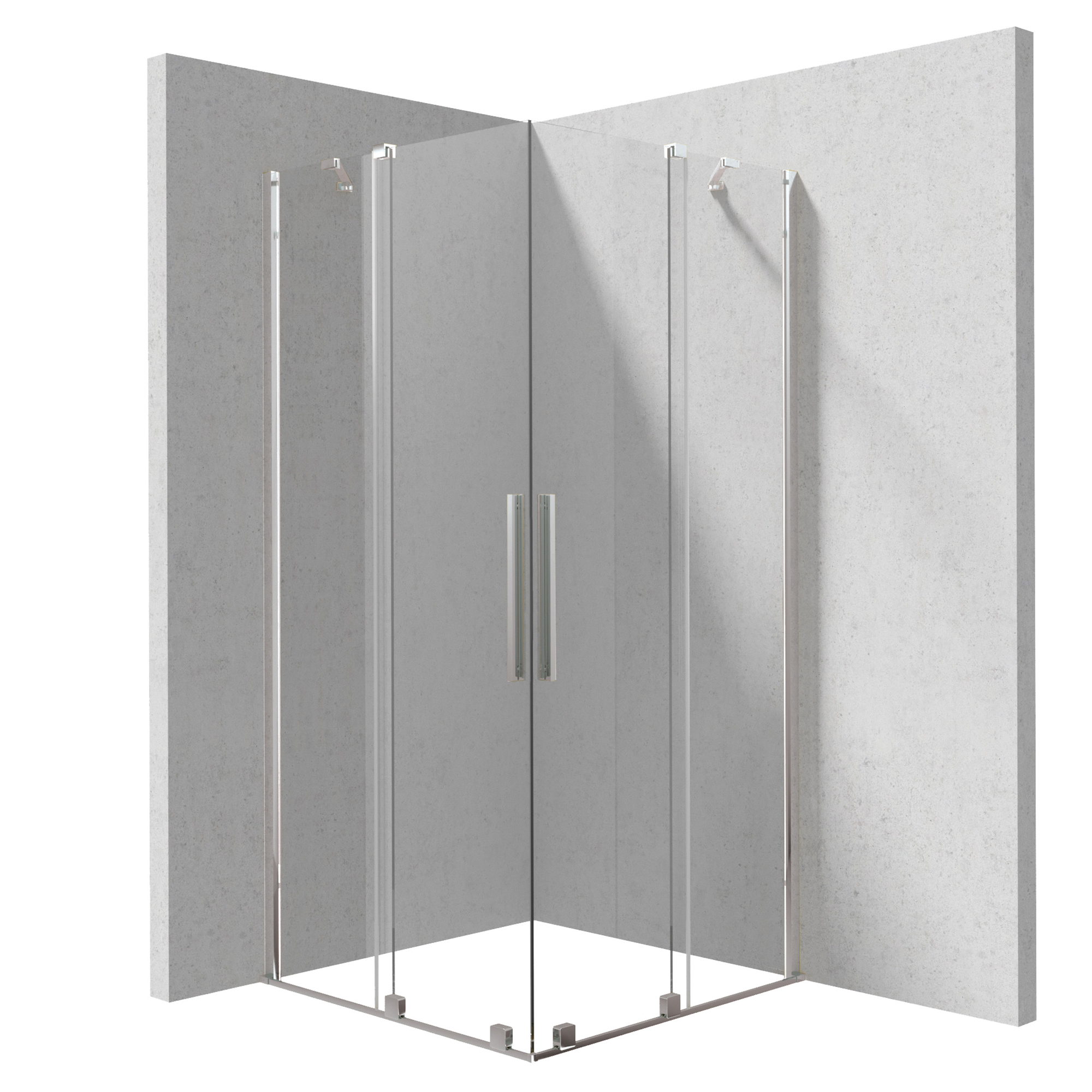 Dusjhjørne Prizma 90 + 90 cm Krom Blank