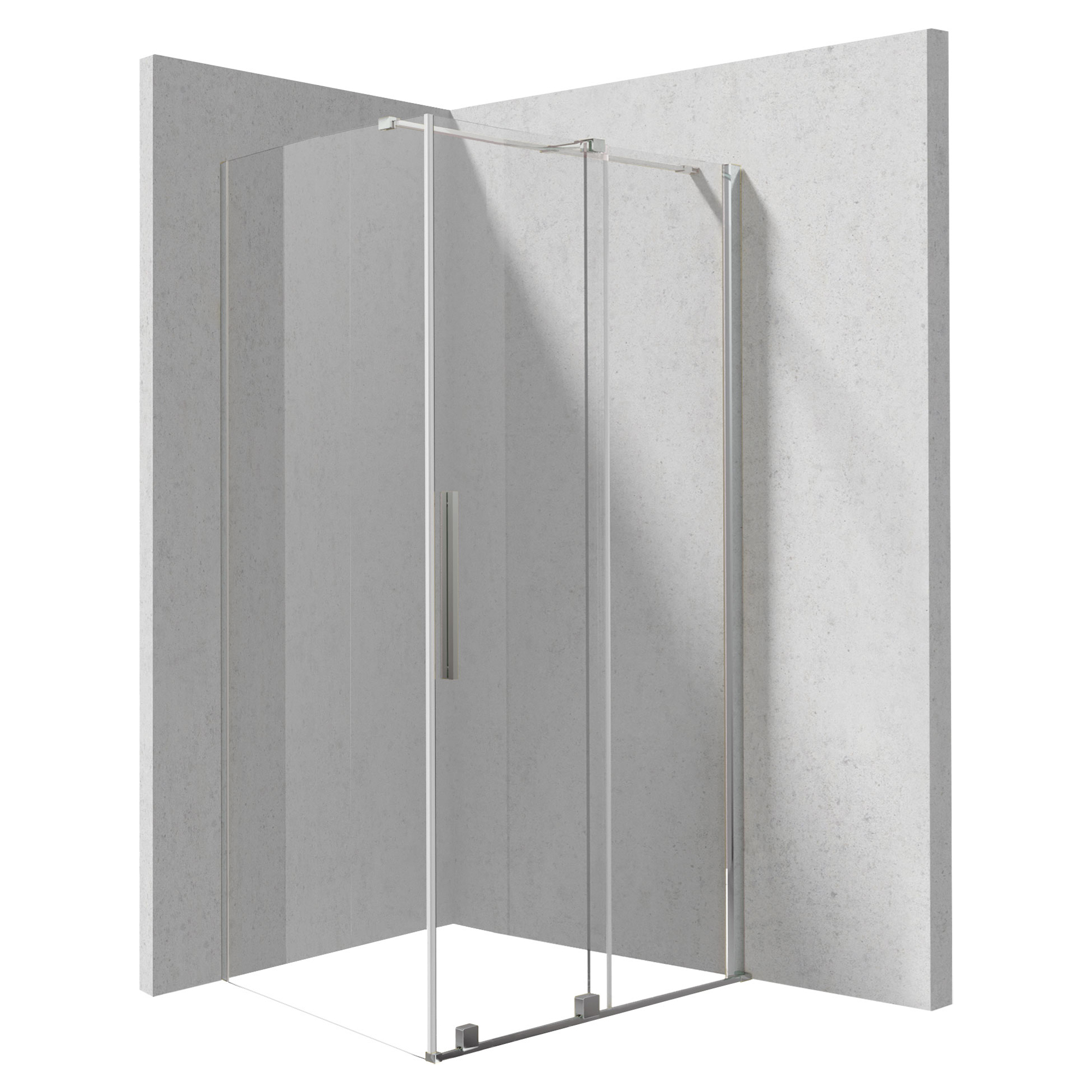Dusjhjørne Prizma 100 + 80 cm Krom Blank