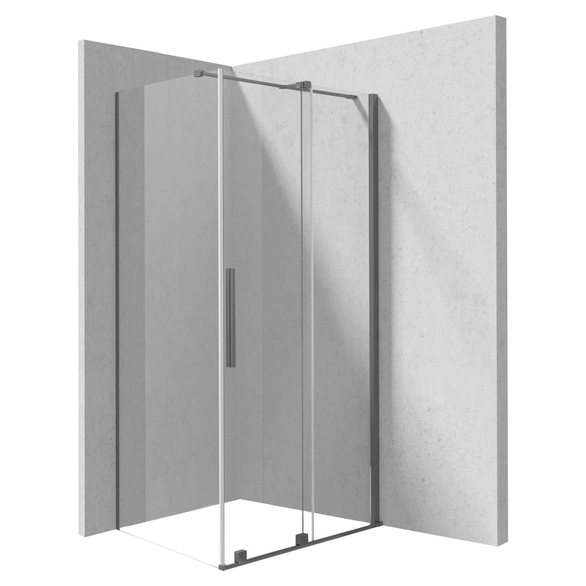 Dusjhjørne Prizma 100 + 90 cm Grå Titanium Matt