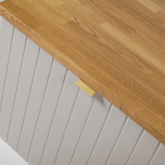 Tvättställsskåp <strong>Atria</strong>  Beige Matt 80 cm med Bänkskiva Ek Massiv UV-lackerad