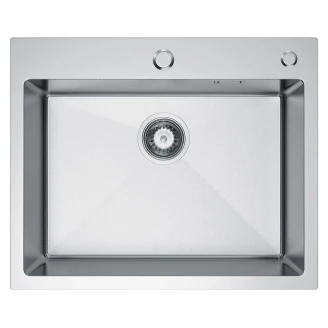 Rustfritt Stål Kjøkkenvask <strong>Silvere</strong>  Gull Matt-Mikrotekstur 55x45 cm med Vannlås