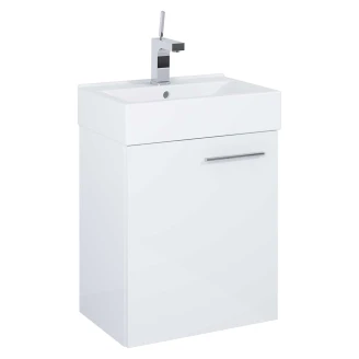 Badrumspaket <strong>Petit</strong>  Vit Blank 45 cm med Handfat Vit Blank, Tvättställsblandare & Spegel