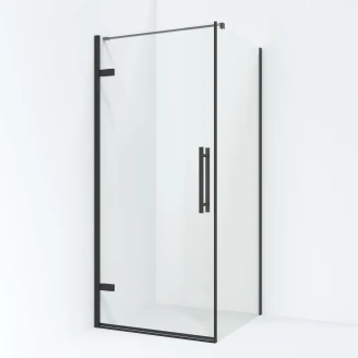 Badrumspaket <strong>Cool!</strong>  Duschhörn 90x90 cm & Takduschset Grandiose Rektangulär med Termostat Svart Matt