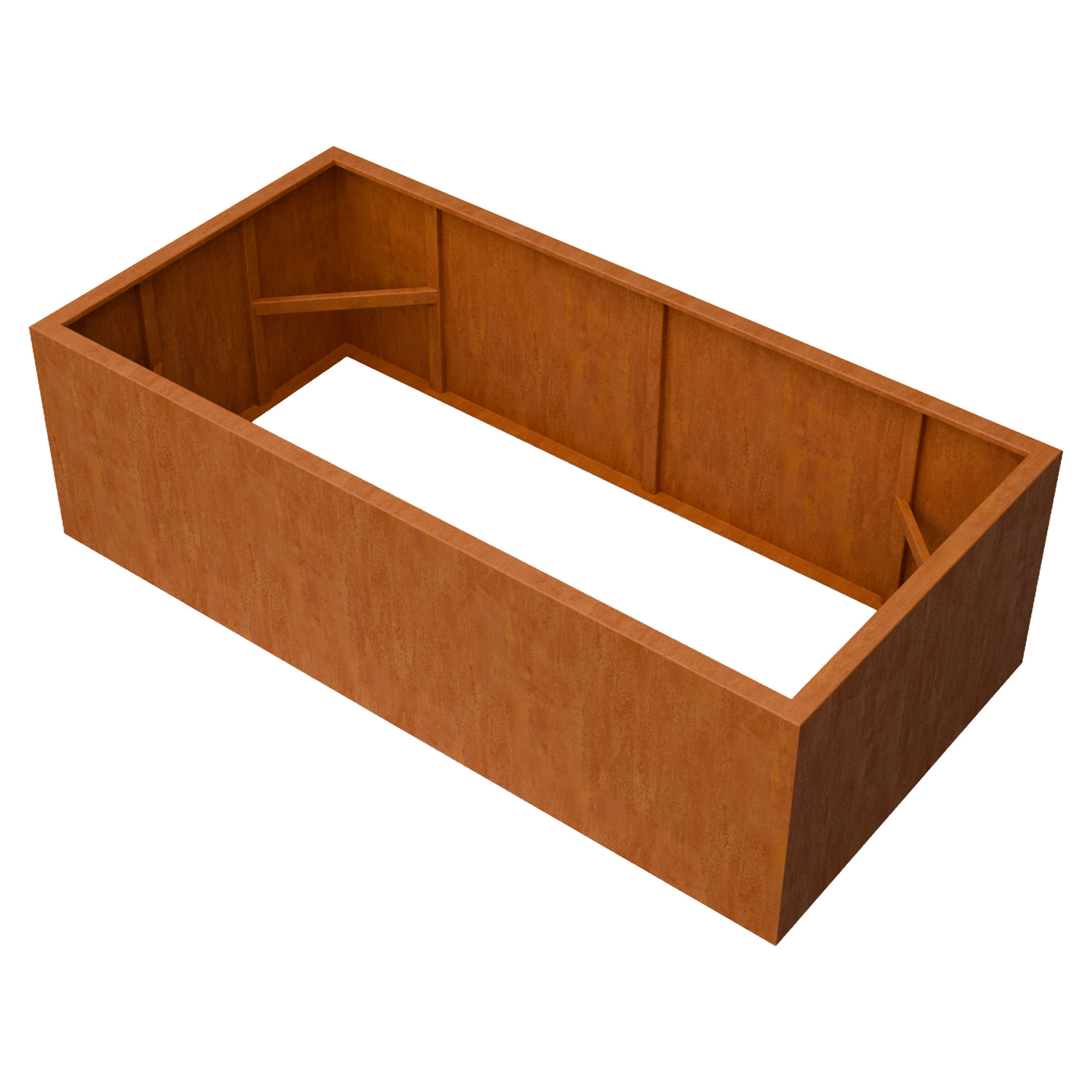 Plantekasse Uten Bunn Arbori Cortenstål 200x100x60 cm