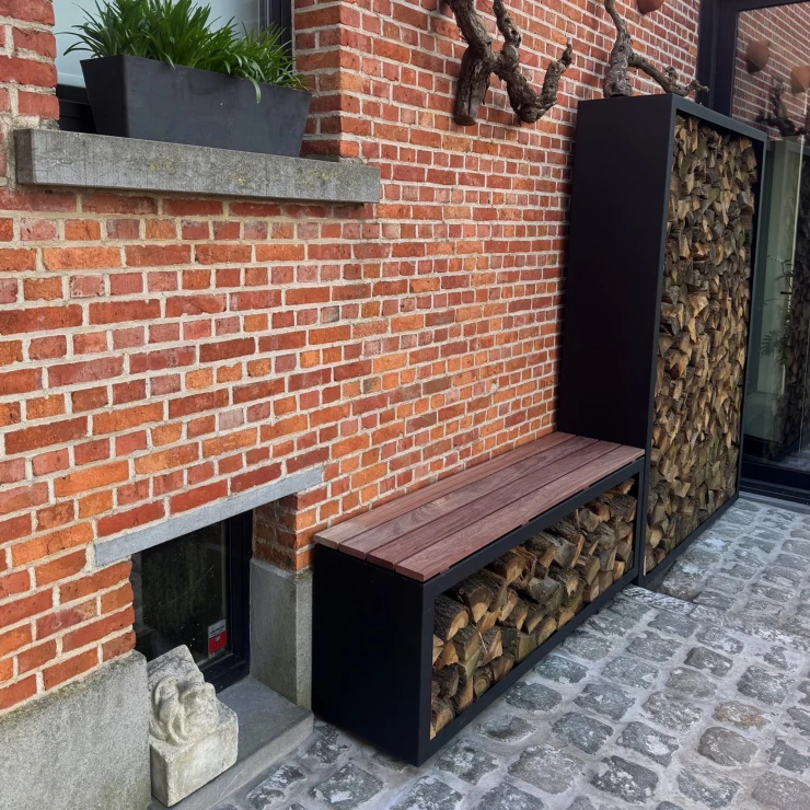Vedställ med Sittbänk Beltaro Svart 150 cm