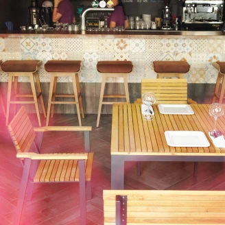Caféset Utomhus Wildfren med Bord 160 cm & 6 Stolar Trä, Svart