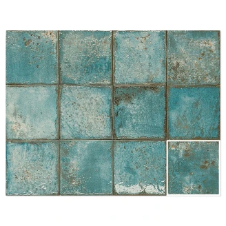 Klinker <strong>Lustre</strong>  Turkos Matt-Blank 12x12 cm
