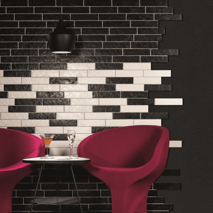 Natucer Gulvflis Boston Brick Night Blank Relieff 25x50 cm