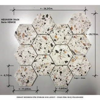 Unicomstarker Mosaik Hexagon Klinker <strong>Venice</strong>  Canalgrande Matt 30x34 (9.7x11.2) cm